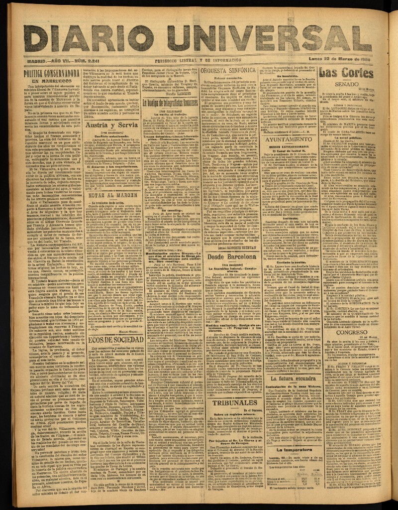 Miniatura de Diario Universal del 22 de marzo de 1909