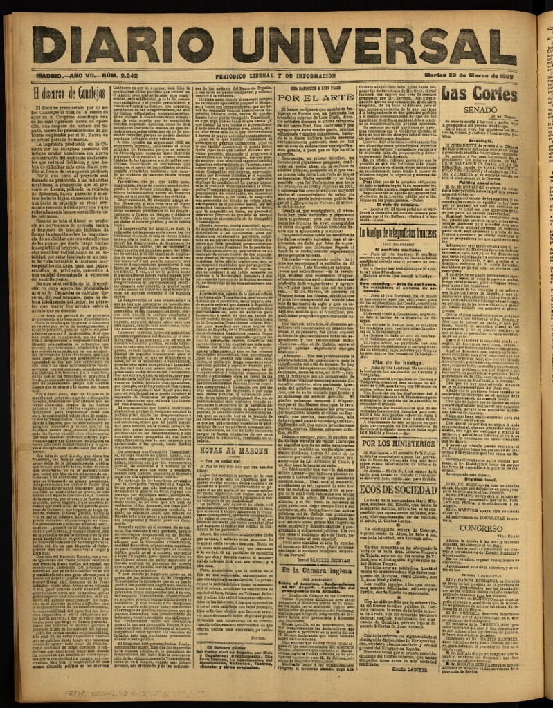 Miniatura de Diario Universal del 23 de marzo de 1909