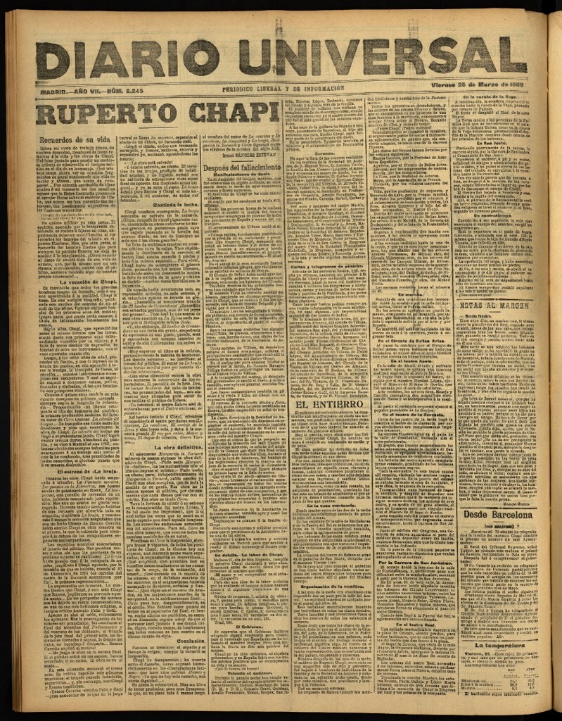 Miniatura de Diario Universal del 26 de marzo de 1909