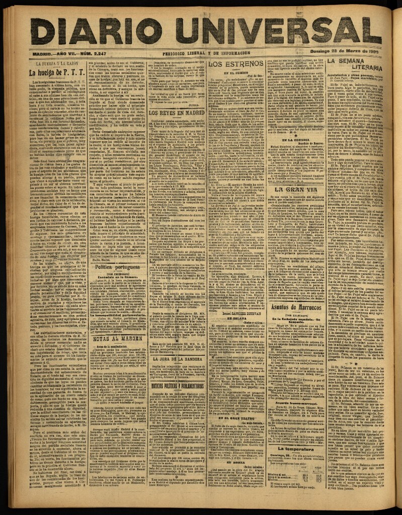 Miniatura de Diario Universal del 28 de marzo de 1909