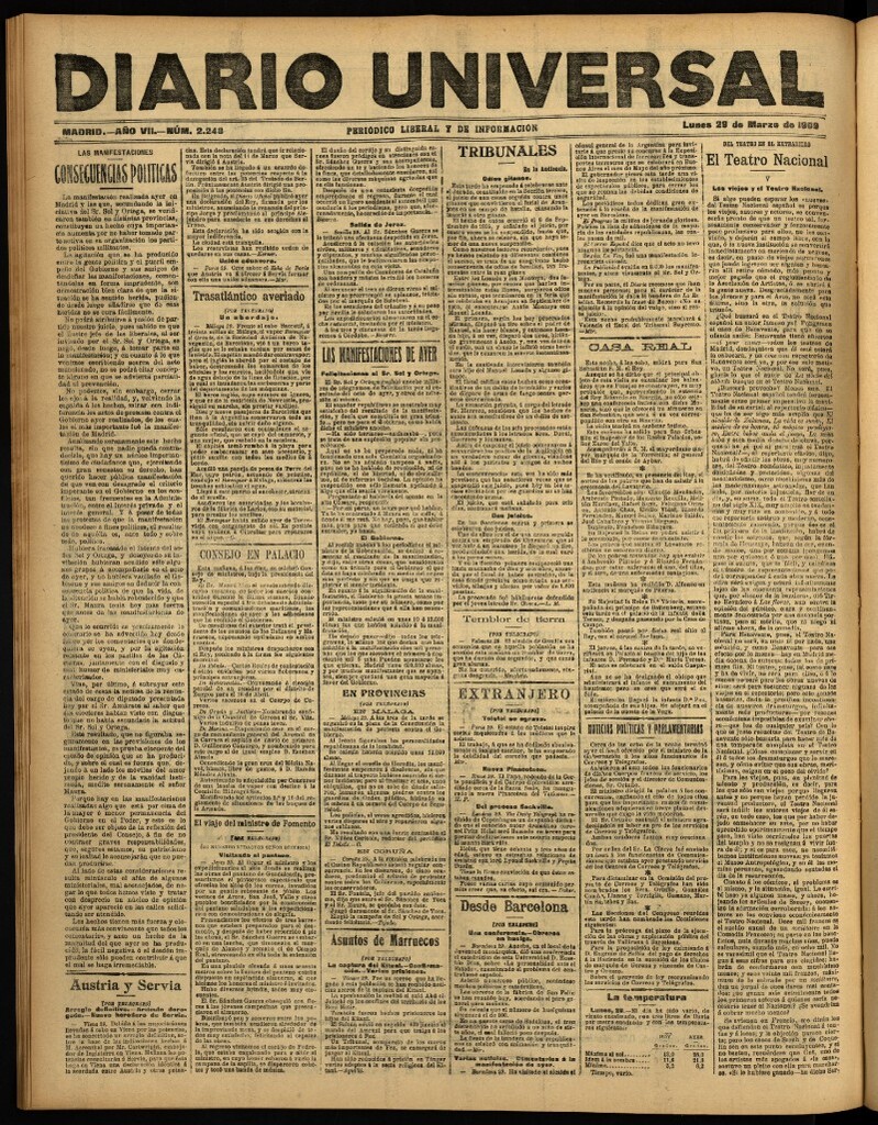 Miniatura de Diario Universal del 29 de marzo de 1909