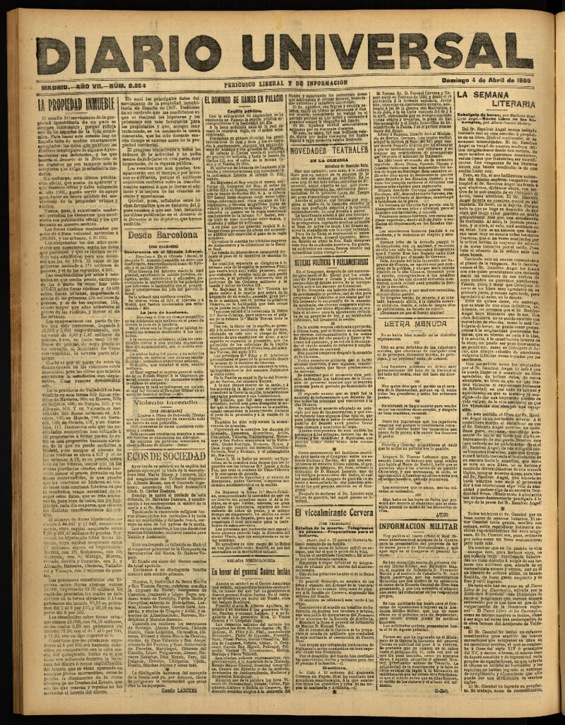 Miniatura de Diario Universal del 4 de abril de 1909