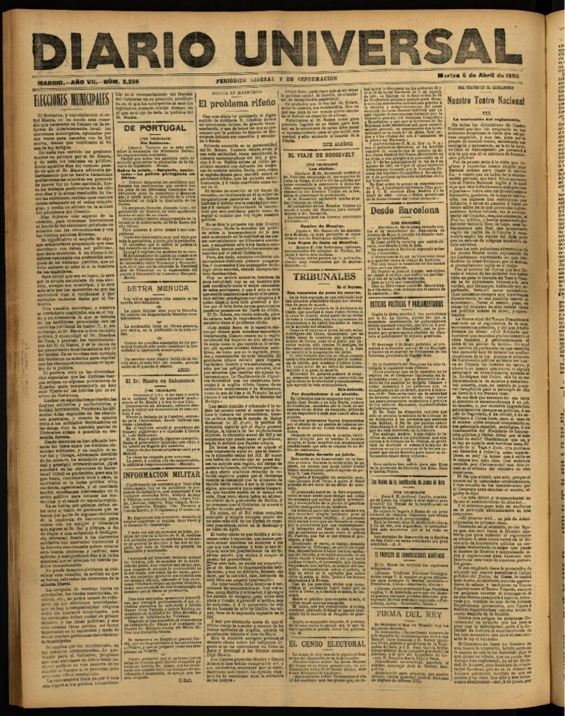 Miniatura de Diario Universal del 6 de abril de 1909