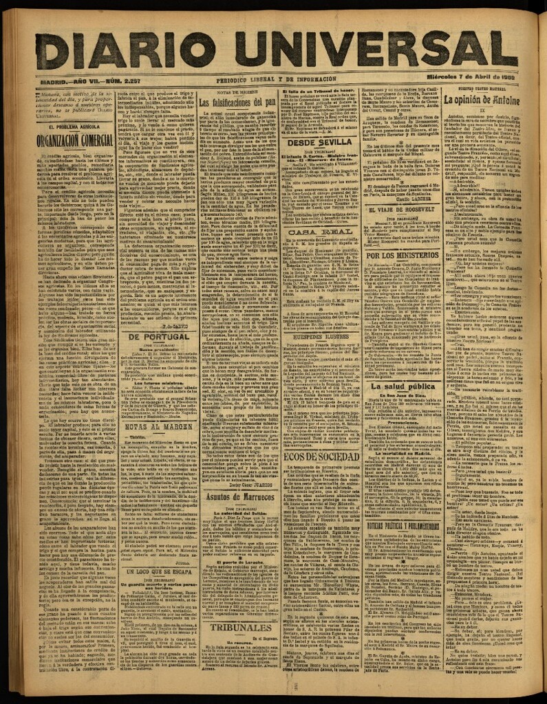 Miniatura de Diario Universal del 7 de abril de 1909