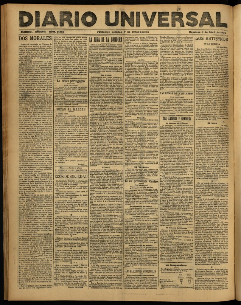 Miniatura de Diario Universal del 11 de abril de 1909