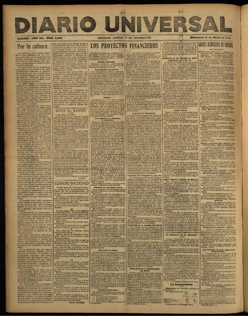 Miniatura de Diario Universal del 14 de abril de 1909