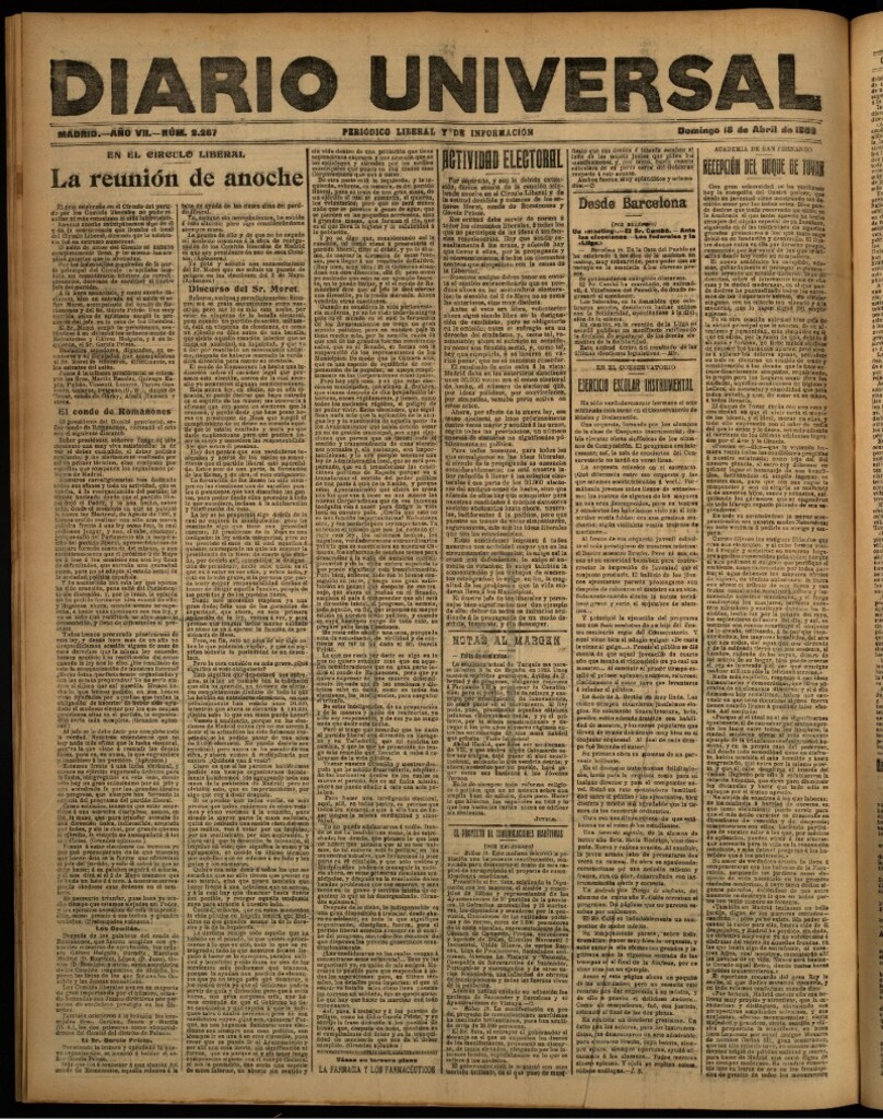Miniatura de Diario Universal del 18 de abril de 1909