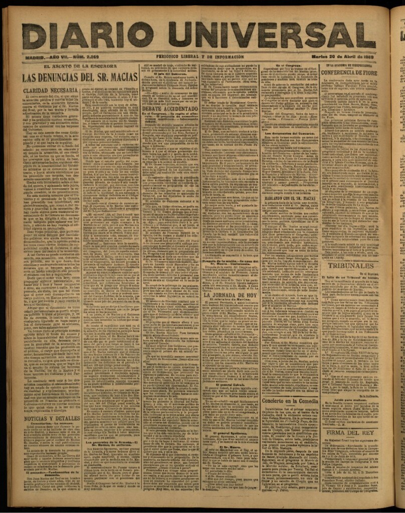 Miniatura de Diario Universal del 20 de abril de 1909