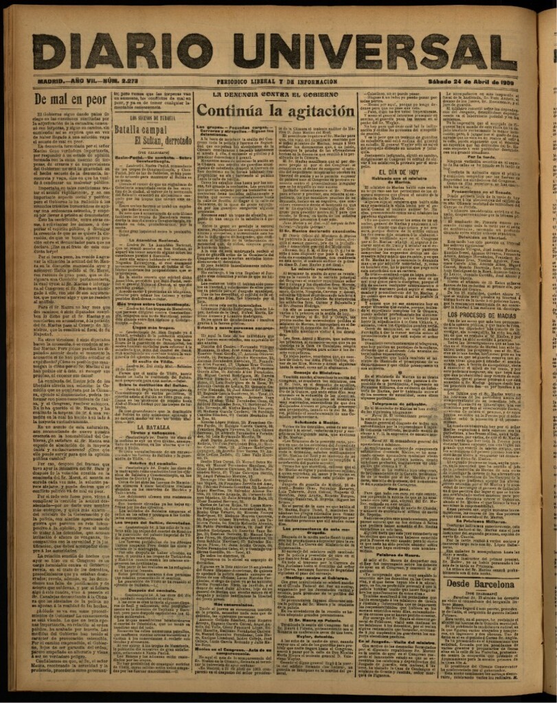 Miniatura de Diario Universal del 24 de abril de 1909