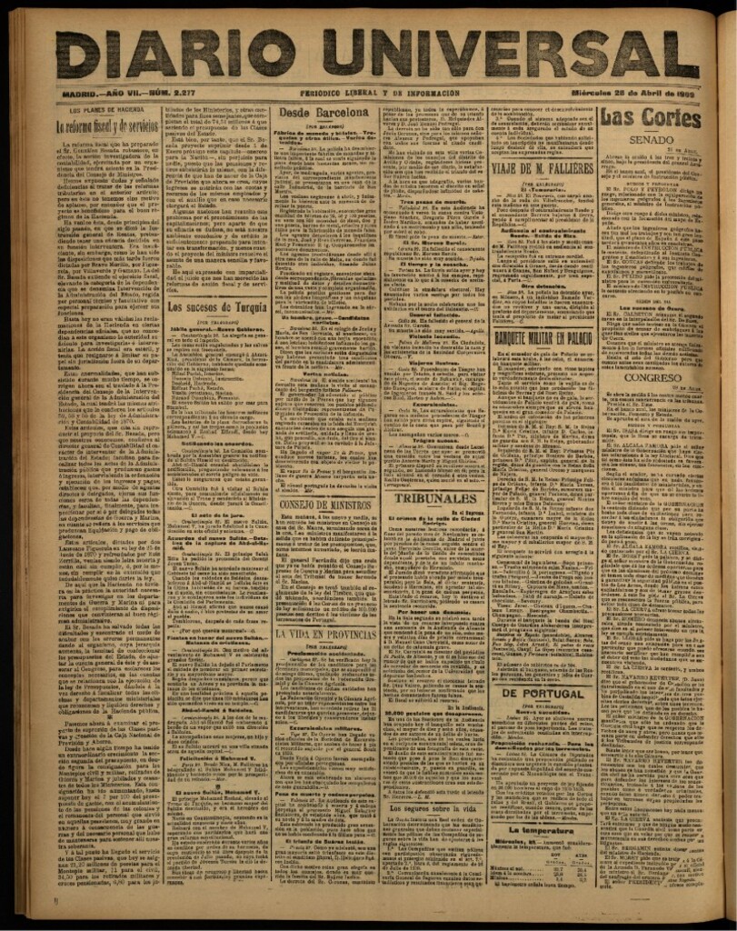 Miniatura de Diario Universal del 28 de abril de 1909