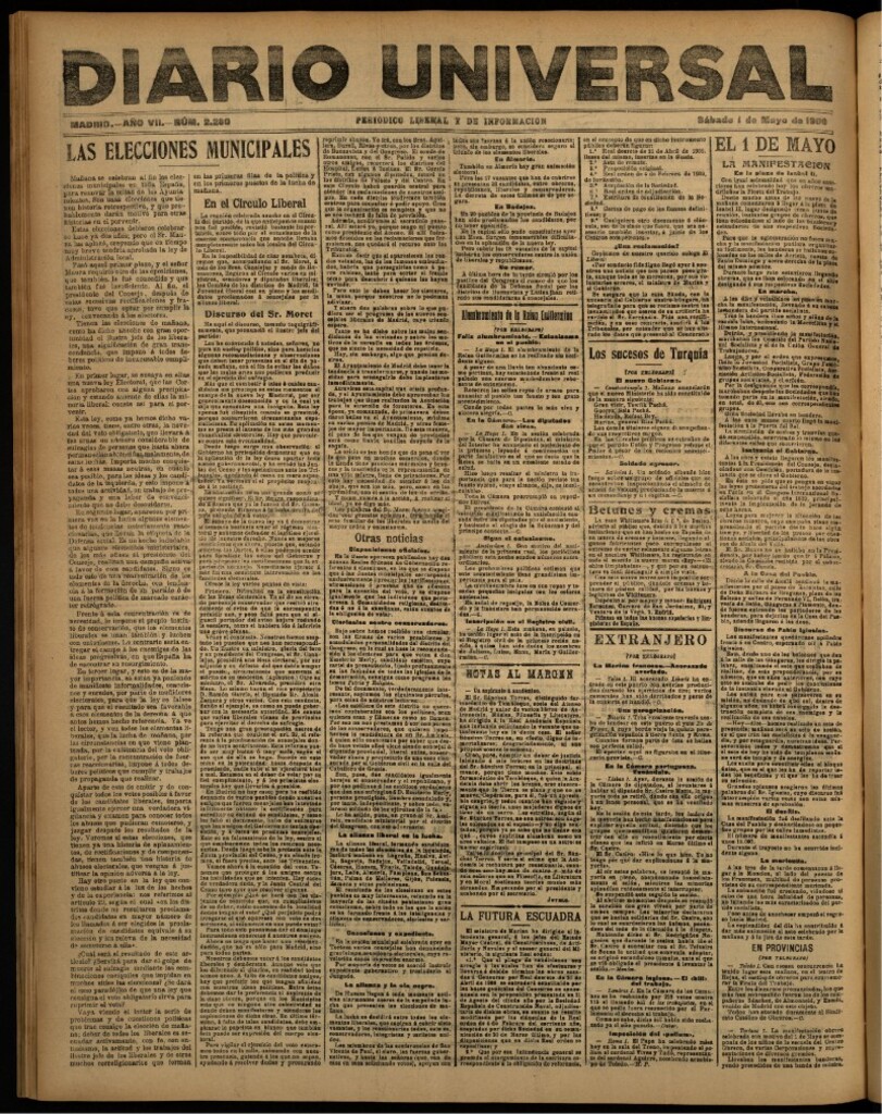 Miniatura de Diario Universal del 1 de mayo de 1909