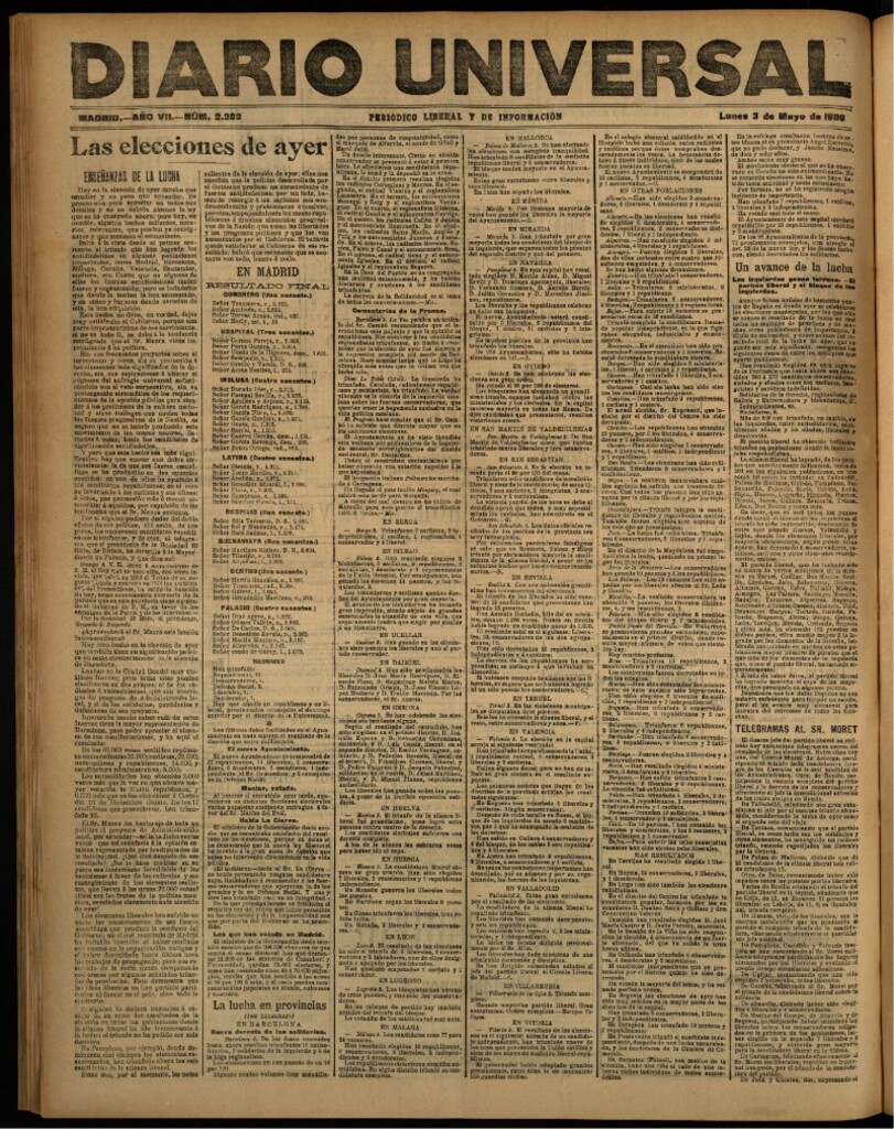 Miniatura de Diario Universal del 3 de mayo de 1909