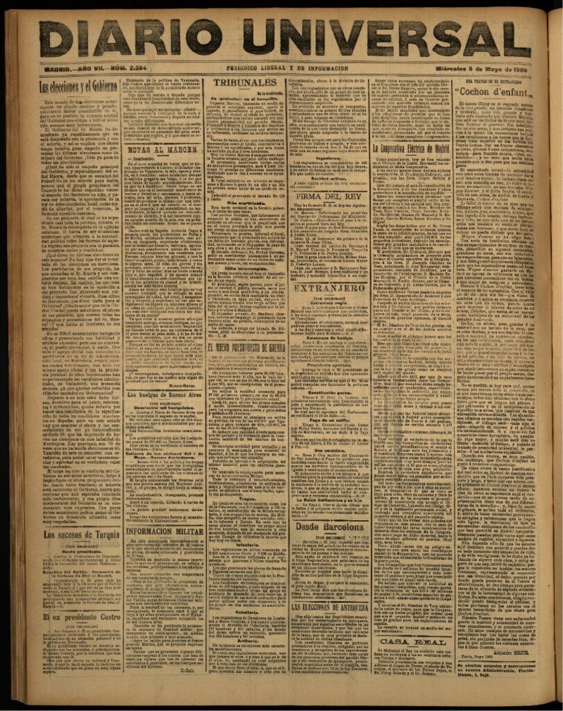 Miniatura de Diario Universal del 5 de mayo de 1909