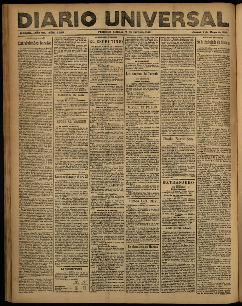Miniatura de Diario Universal del 6 de mayo de 1909