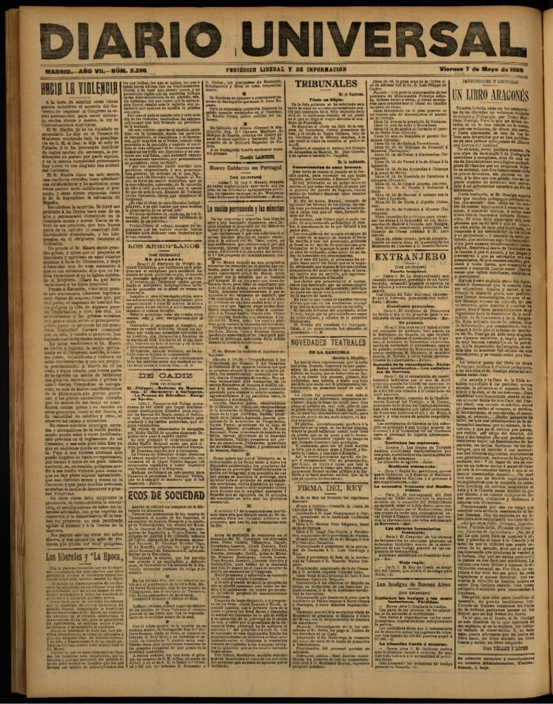 Miniatura de Diario Universal del 7 de mayo de 1909