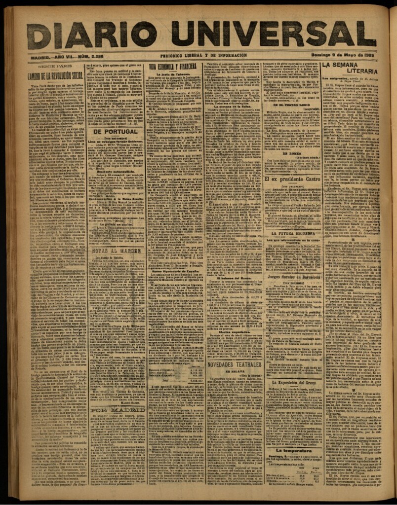 Miniatura de Diario Universal del 9 de mayo de 1909