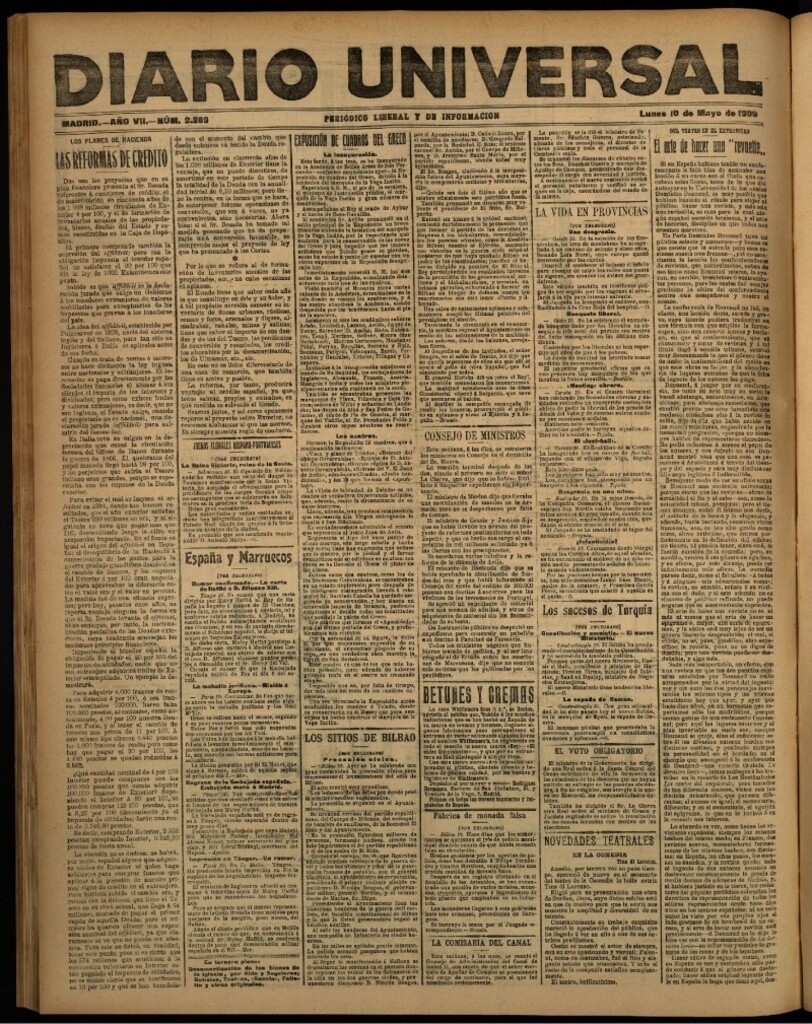 Miniatura de Diario Universal del 10 de mayo de 1909