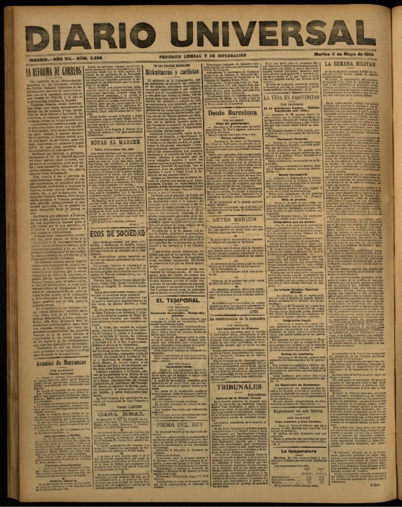 Miniatura de Diario Universal del 11 de mayo de 1909