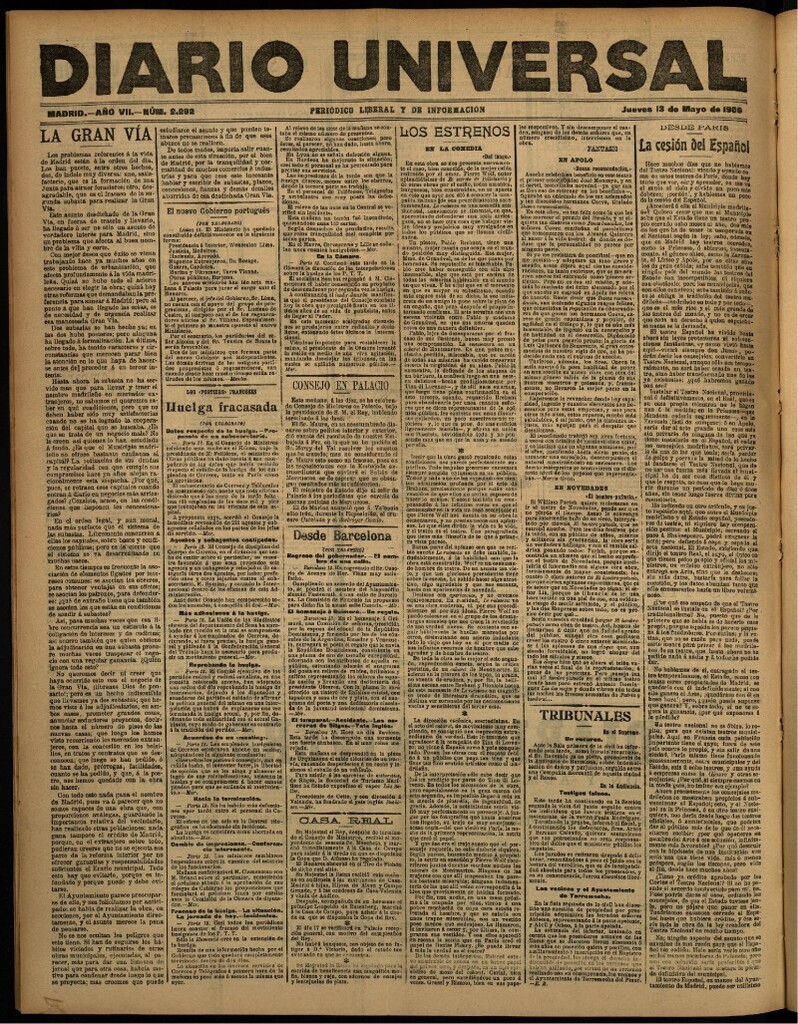 Miniatura de Diario Universal del 13 de mayo de 1909