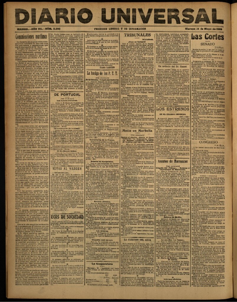 Miniatura de Diario Universal del 14 de mayo de 1909