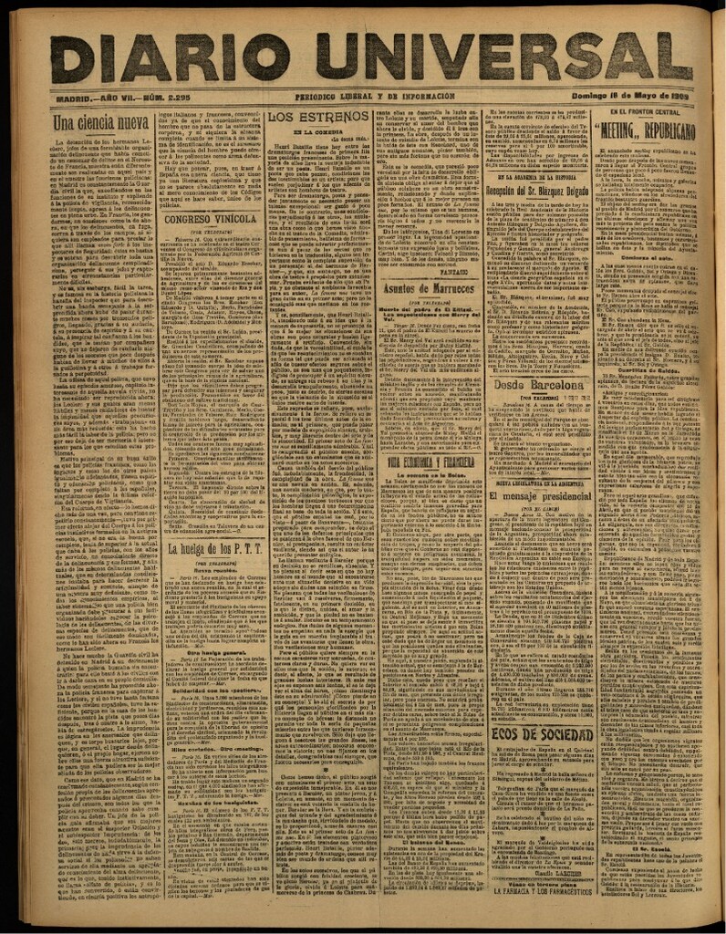 Miniatura de Diario Universal del 16 de mayo de 1909
