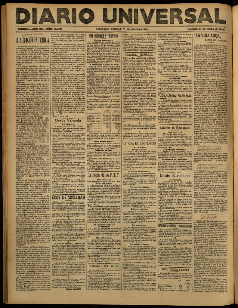 Miniatura de Diario Universal del 21 de mayo de 1909