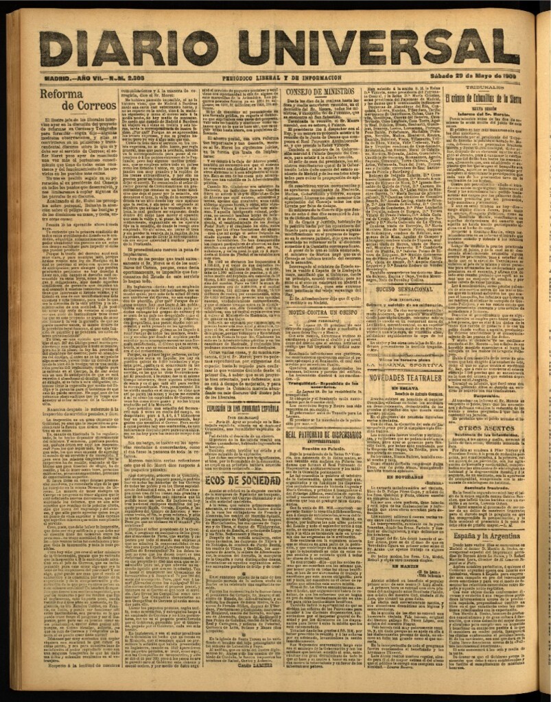 Miniatura de Diario Universal del 29 de mayo de 1909