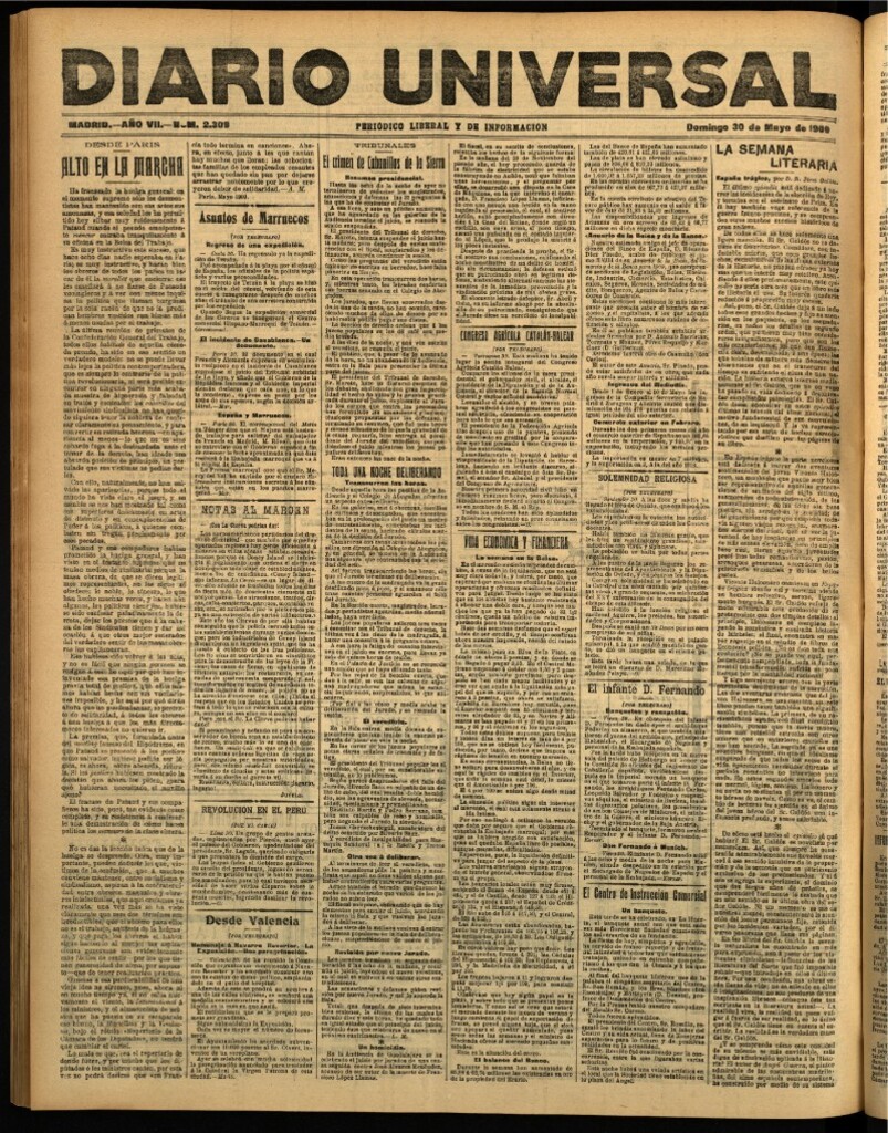 Miniatura de Diario Universal del 30 de mayo de 1909