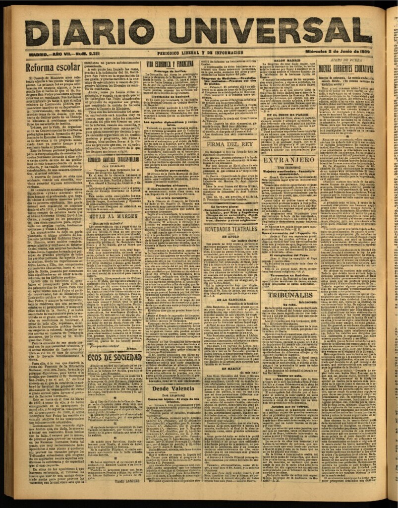 Miniatura de Diario Universal del 2 de junio de 1909