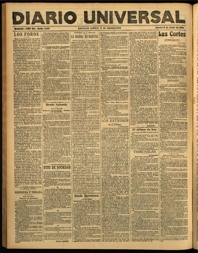Miniatura de Diario Universal del 3 de junio de 1909