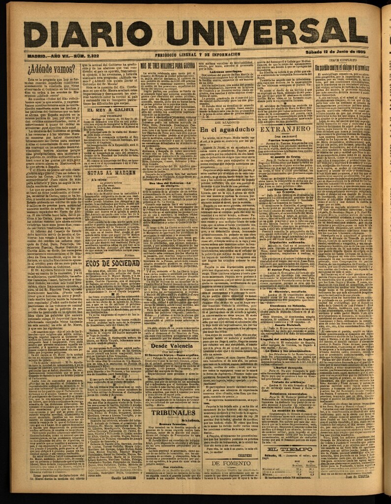 Miniatura de Diario Universal del 12 de junio de 1909