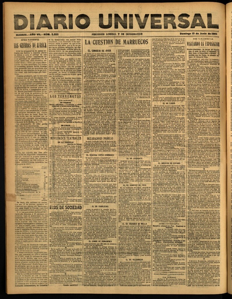 Miniatura de Diario Universal del 13 de junio de 1909