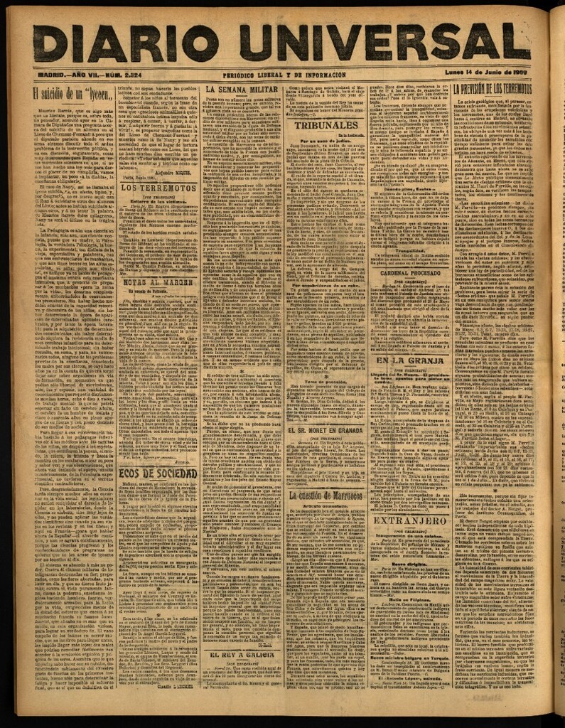 Miniatura de Diario Universal del 14 de junio de 1909