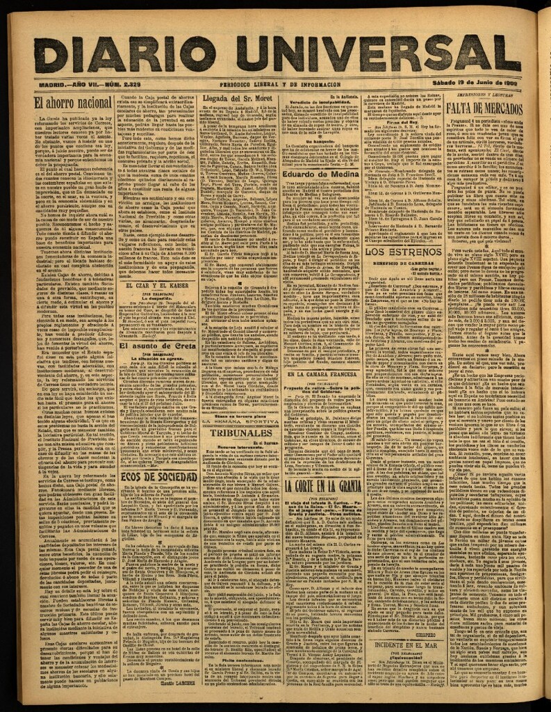 Miniatura de Diario Universal del 19 de junio de 1909