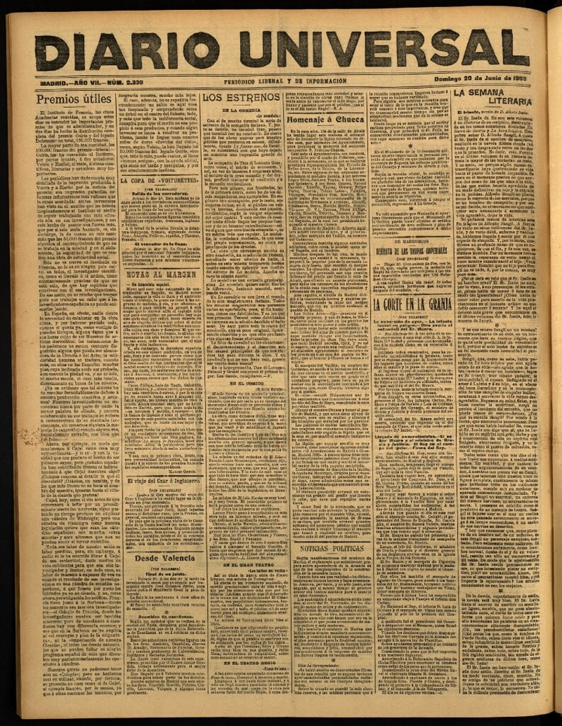 Miniatura de Diario Universal del 20 de junio de 1909