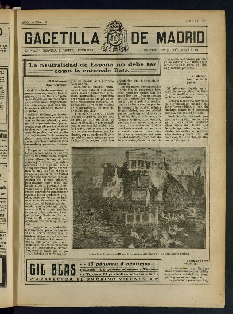 Miniatura de Gacetilla de Madrid del 1 de junio de 1915