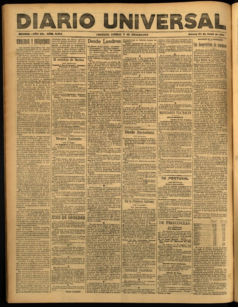 Miniatura de Diario Universal del 24 de junio de 1909