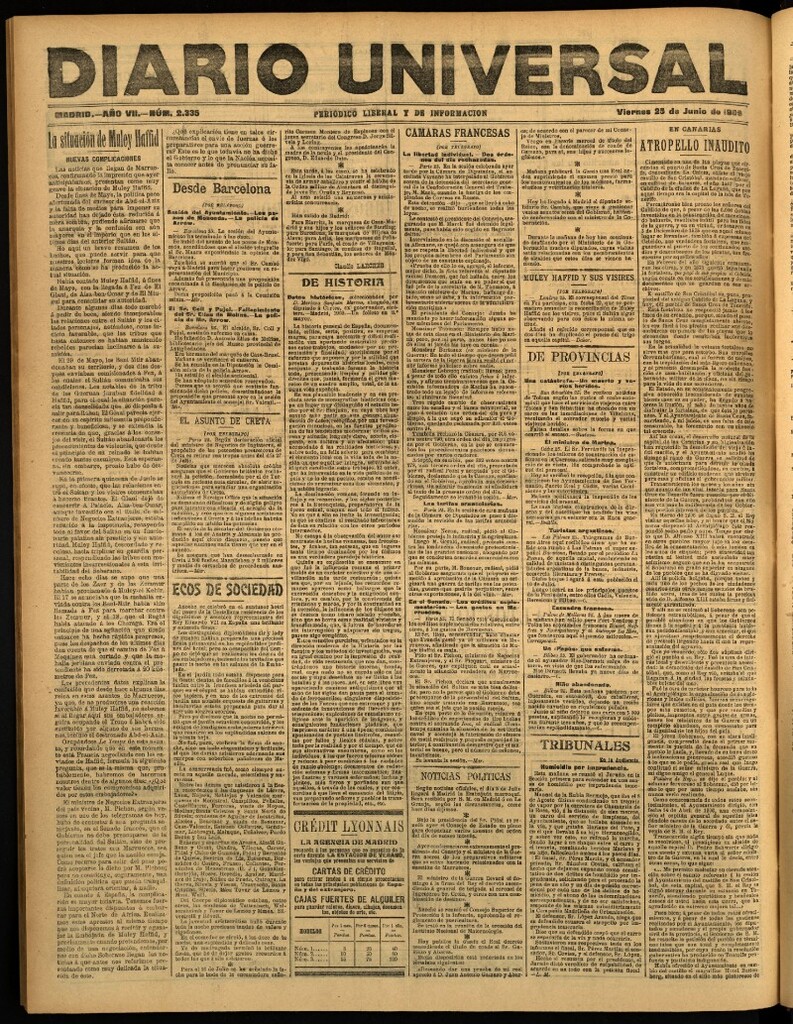 Miniatura de Diario Universal del 25 de junio de 1909