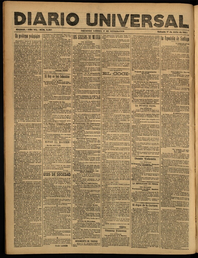 Miniatura de Diario Universal del 17 de julio de 1909