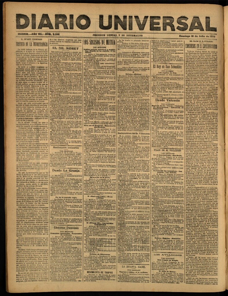 Miniatura de Diario Universal del 18 de julio de 1909