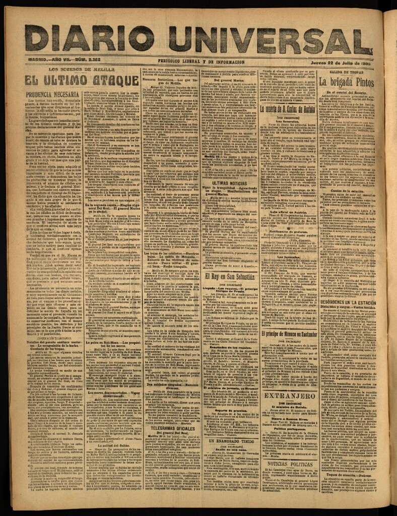 Miniatura de Diario Universal del 22 de julio de 1909