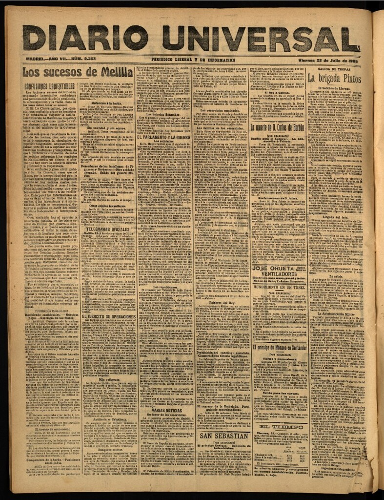 Miniatura de Diario Universal del 23 de julio de 1909