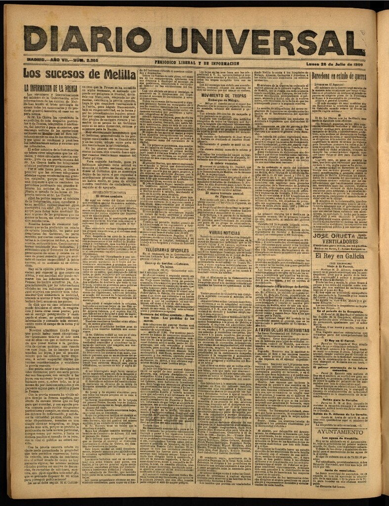 Miniatura de Diario Universal del 26 de julio de 1909