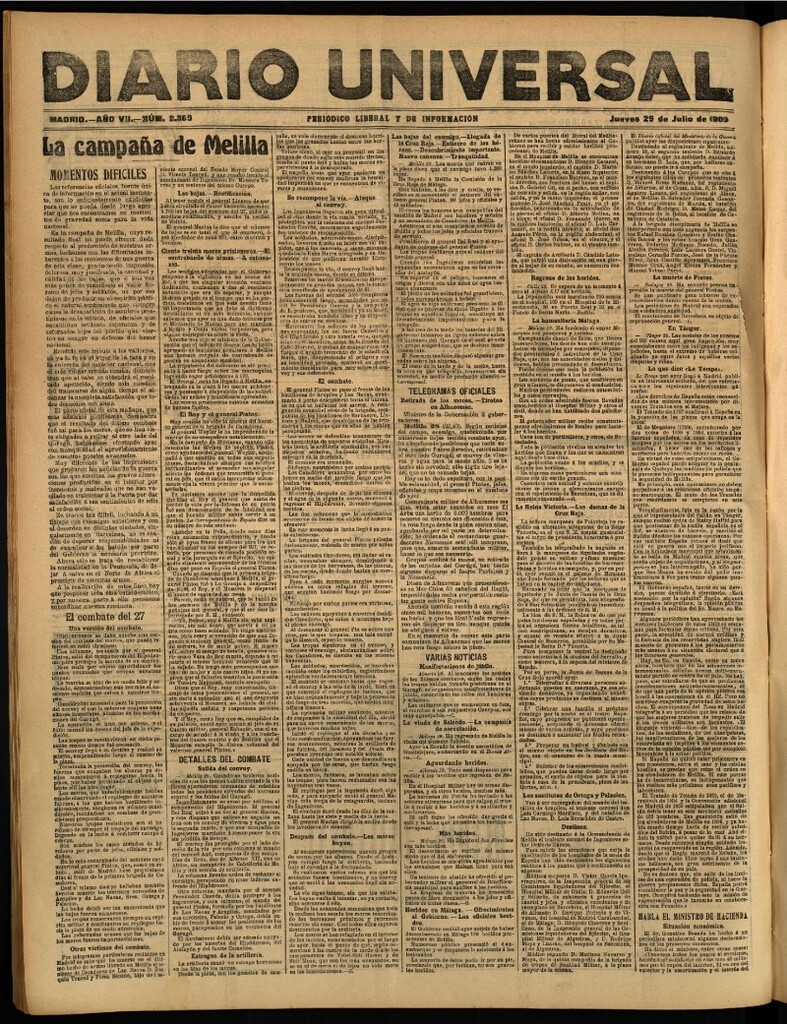 Miniatura de Diario Universal del 29 de julio de 1909