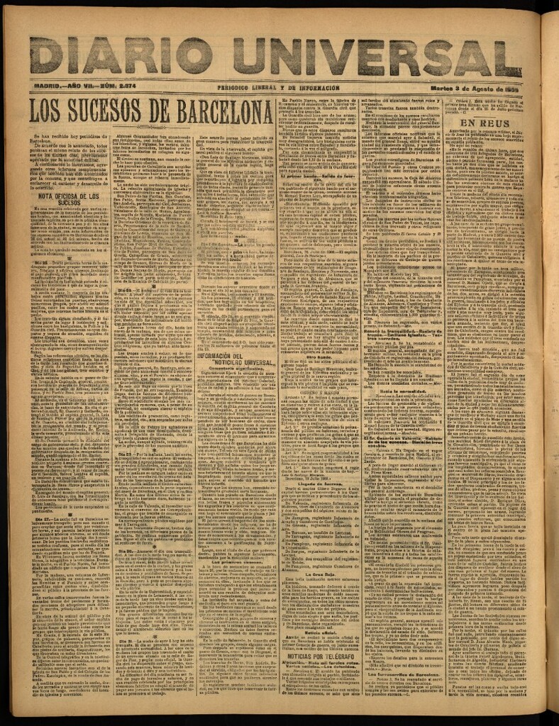 Miniatura de Diario Universal del 3 de agosto de 1909