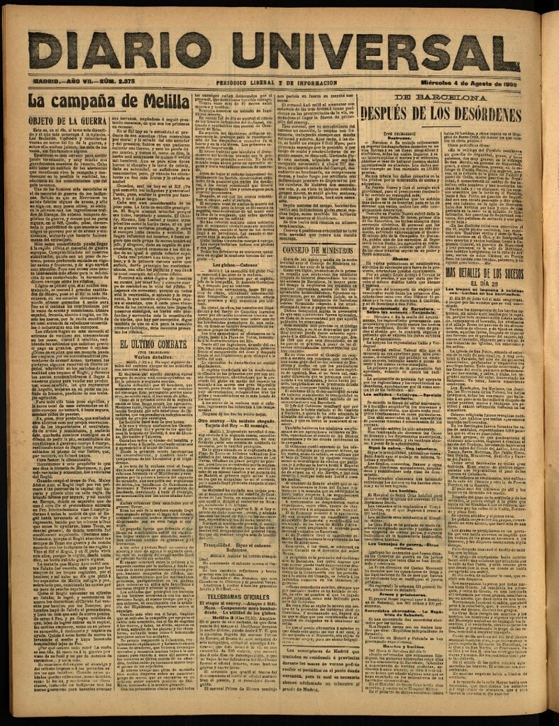 Miniatura de Diario Universal del 4 de agosto de 1909