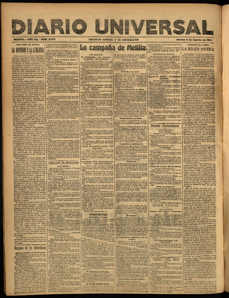 Miniatura de Diario Universal del 5 de agosto de 1909