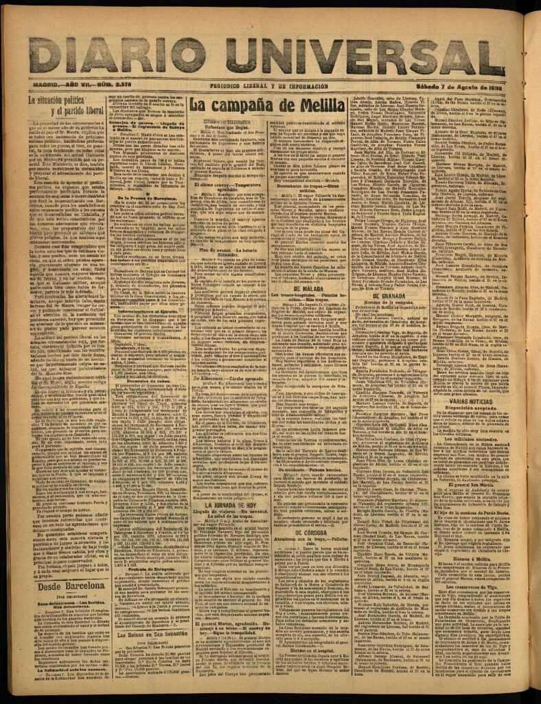 Miniatura de Diario Universal del 7 de agosto de 1909