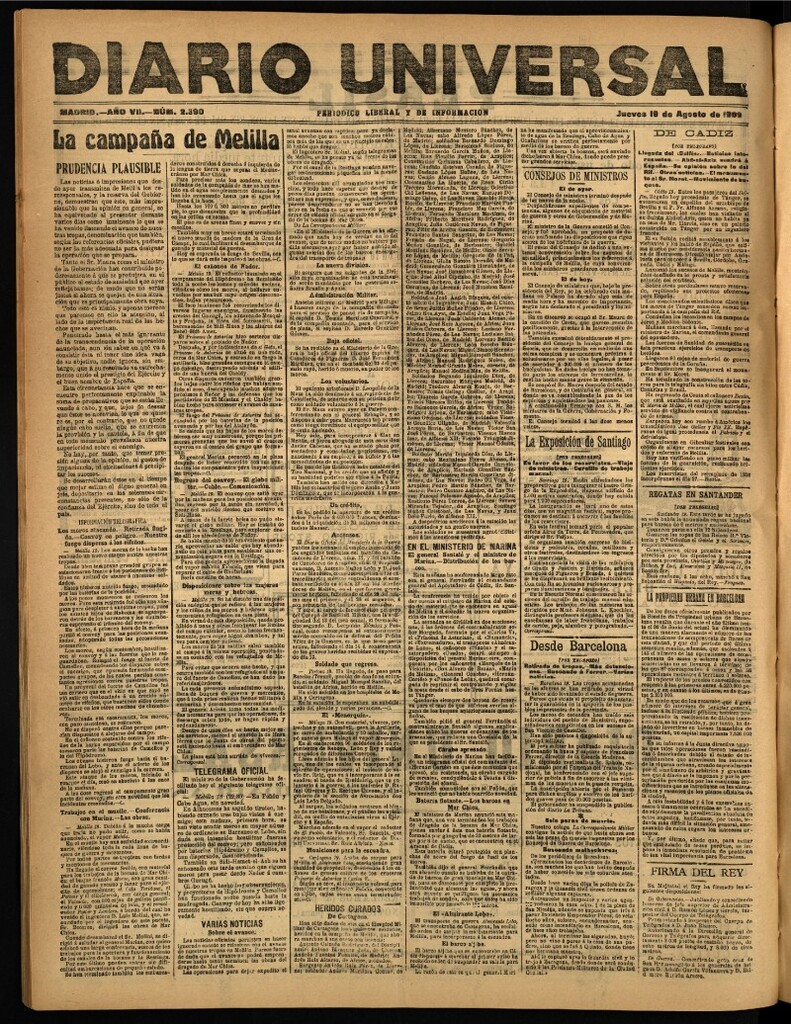 Miniatura de Diario Universal del 19 de agosto de 1909