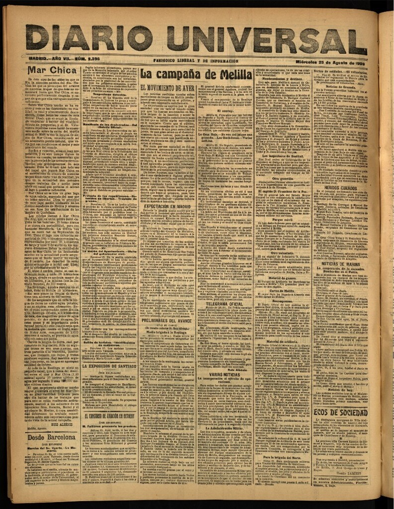 Miniatura de Diario Universal del 25 de agosto de 1909